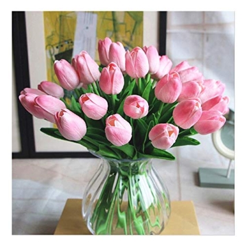 SHINE-CO LIGHTING Artificial PU Tulips 10Pcs Real Touch Fake Flower Arrangement Bouquets for Home Of...
