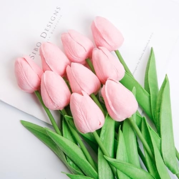 Elegant SHINE-CO Artificial PU Tulips for Home Decor