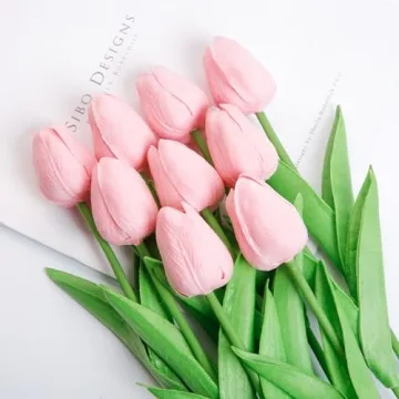 Elegant SHINE-CO Artificial PU Tulips for Home Decor