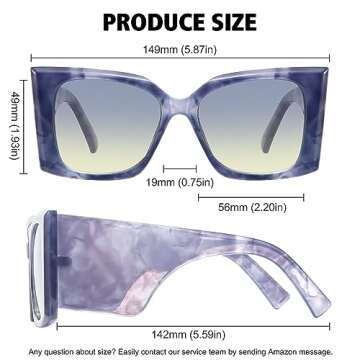 MEETSUN Trendy Retro Cat Eye Oversized Sunglasses for Women Stylish Vintage Wide Legs Square 90s Big Shades UV400 Protection