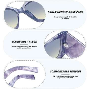 MEETSUN Trendy Retro Cat Eye Oversized Sunglasses for Women Stylish Vintage Wide Legs Square 90s Big Shades UV400 Protection