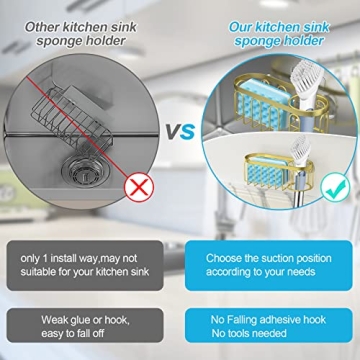 Gold Suction Cup Sponge Holder for Tidy Kitchens