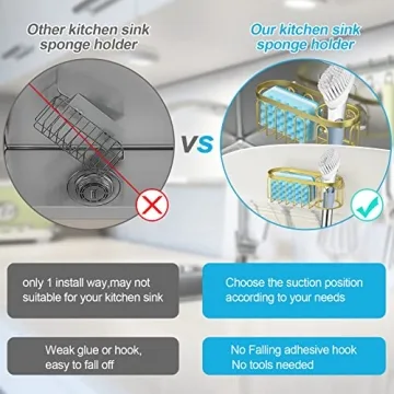 Gold Suction Cup Sponge Holder for Tidy Kitchens