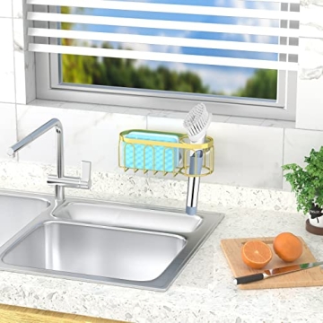 Gold Suction Cup Sponge Holder for Tidy Kitchens