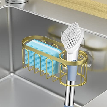 Gold Suction Cup Sponge Holder for Tidy Kitchens