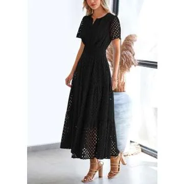 PRETTYGARDEN Summer Eyelet Maxi Dress for Women