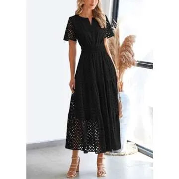 PRETTYGARDEN Summer Eyelet Maxi Dress for Women