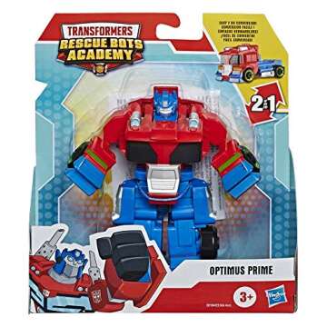 Transformers Rescue Bots Academy Optimus Prime Converting Toy, 4.5-Inch Figure, Toys for Kids Ages 3...