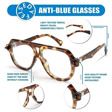 FEISEDY Aviator Blue Light Blocking Glasses Stylish Comfort