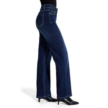 SEVEGO Women's Tall Straight Leg Jeans for Curvy Comfort