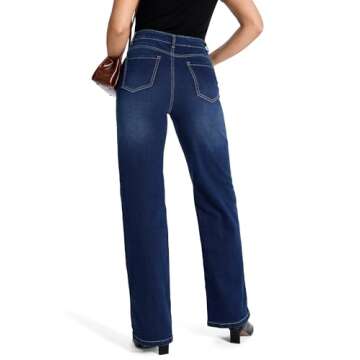 SEVEGO Women's Tall Straight Leg Jeans for Curvy Comfort
