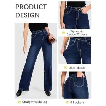 SEVEGO Women's Tall Straight Leg Jeans for Curvy Comfort