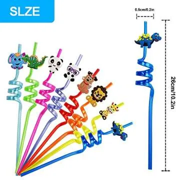 Vibrant Reusable Jungle Safari Party Straws for Kids
