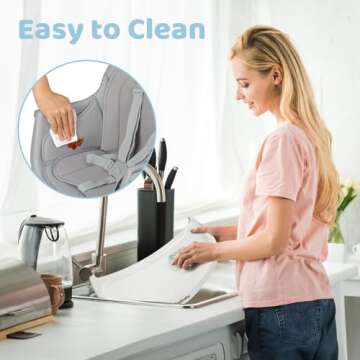 Ezebaby Portable Baby High Chair, High Chairs for Babies and Toddlers with Adjustable Legs, 6-in-1 Convertible to Booster Seat for Dining Table, Toddlers High Chair with Double Cushions - Grey