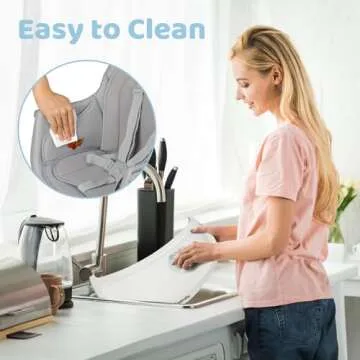 Ezebaby Portable Baby High Chair, High Chairs for Babies and Toddlers with Adjustable Legs, 6-in-1 Convertible to Booster Seat for Dining Table, Toddlers High Chair with Double Cushions - Grey