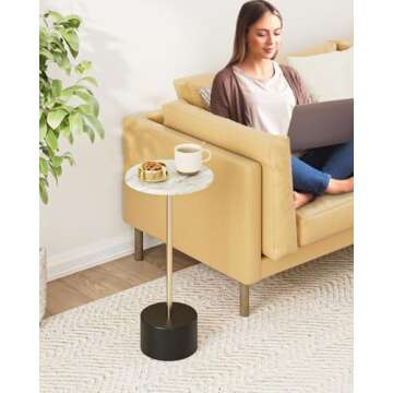 Aienvey Drink Table Pedestal, Small Round Side Table, Small Drink Table, Drink Tables for Small Spaces, Pedestal End Table, Small Pedestal Table, Black Gold