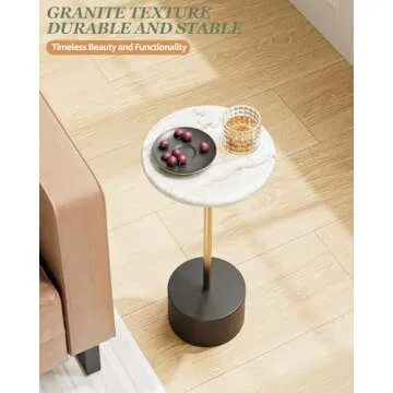Aienvey Drink Table Pedestal, Small Round Side Table, Small Drink Table, Drink Tables for Small Spaces, Pedestal End Table, Small Pedestal Table, Black Gold
