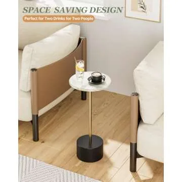 Aienvey Drink Table Pedestal, Small Round Side Table, Small Drink Table, Drink Tables for Small Spaces, Pedestal End Table, Small Pedestal Table, Black Gold