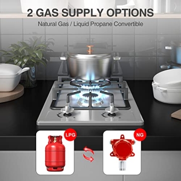 ANHANE Portable Gas Stove 2 Burners 12 Inch for RVs