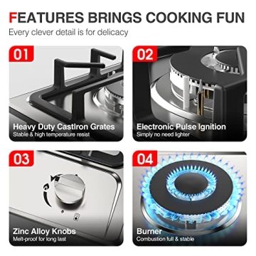 ANHANE Portable Gas Stove 2 Burners 12 Inch for RVs