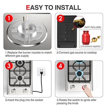 ANHANE Portable Gas Stove 2 Burners 12 Inch for RVs