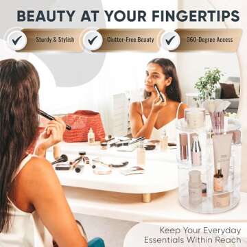 Masirs 360 Rotating Makeup Organizer for Easy Beauty Storage