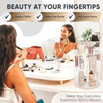 Masirs 360 Rotating Makeup Organizer for Easy Beauty Storage