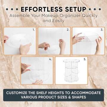 Masirs 360 Rotating Makeup Organizer for Easy Beauty Storage