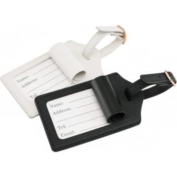 CHOIEO Mr and Mrs Luggage Tags, Bridal Shower Gift Honeymoon Gifts Wedding Gifts for Bride, PU Leather Travel Tags with Name ID Address Card (White&Black)