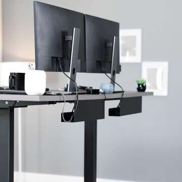 VIVO Under Desk 17 inch Cable Management Trays, Power Strip Holders, Cord Organizers, Wire Tamers for Office and Home, Black, 2 Pack, DESK-AC06-2C