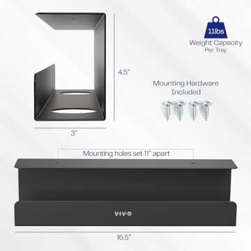 VIVO Under Desk 17 inch Cable Management Trays, Power Strip Holders, Cord Organizers, Wire Tamers for Office and Home, Black, 2 Pack, DESK-AC06-2C