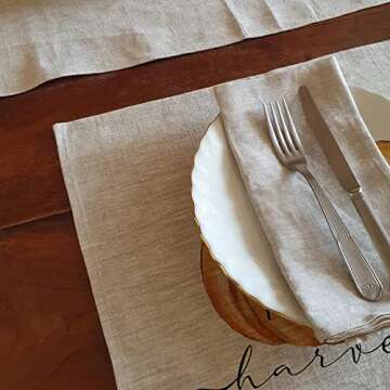 ARKENY Fall Thanksgiving Pumpkin Happy Harvest Placemats 12x18 Inches Set of 4,Seasonal Burlap Farmhouse Indoor Kitchen Dining Table Decoration for Home Party AP120-18