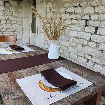 ARKENY Fall Thanksgiving Pumpkin Happy Harvest Placemats 12x18 Inches Set of 4,Seasonal Burlap Farmhouse Indoor Kitchen Dining Table Decoration for Home Party AP120-18