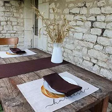 ARKENY Fall Thanksgiving Pumpkin Happy Harvest Placemats 12x18 Inches Set of 4,Seasonal Burlap Farmhouse Indoor Kitchen Dining Table Decoration for Home Party AP120-18