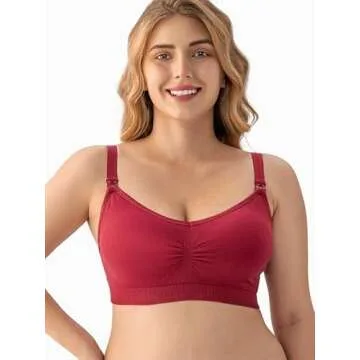 Angelhood Womens Seamless Sleep Nursing Bra,Breastfeeding Maternity Bra with Remove Bra Pads Extenders Pack of 3