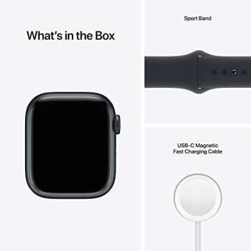 Apple Watch Series 7 [GPS 41mm] Smart Watch w/Midnight Aluminum Case with Midnight Sport Band. Fitness Tracker, Blood Oxygen & ECG Apps, Always-On Retina Display, Water Resistant