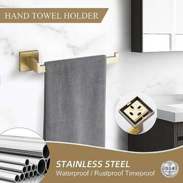 TURS Brushed Gold Bathroom Accessory Set 4 Pieces