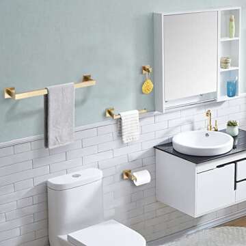 TURS Brushed Gold Bathroom Accessory Set 4 Pieces