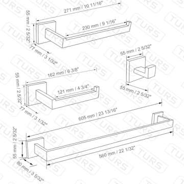 TURS Brushed Gold Bathroom Accessory Set 4 Pieces