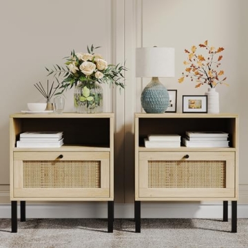 Angel Sar Rattan Nightstand Set of 2 for Stylish Homes