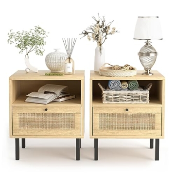 Angel Sar Rattan Nightstand Set of 2 for Stylish Homes