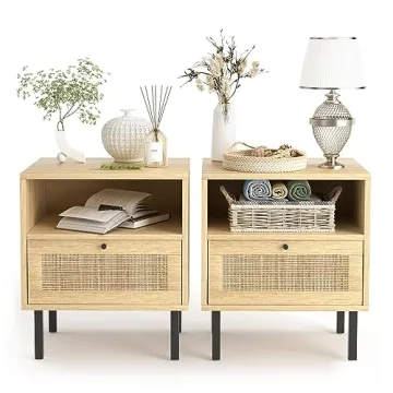 Angel Sar Rattan Nightstand Set of 2 for Stylish Homes