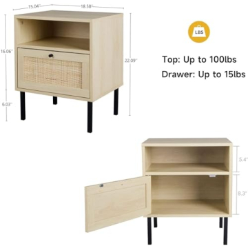 Angel Sar Rattan Nightstand Set of 2 for Stylish Homes