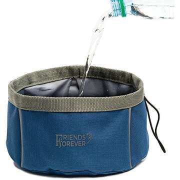 Friends Forever Collapsible Dog Bowl - 2 Pack Travel Dog Bowl, Water and Food Bowls for Dogs - Portable Pet Hiking Accessories … Blue
