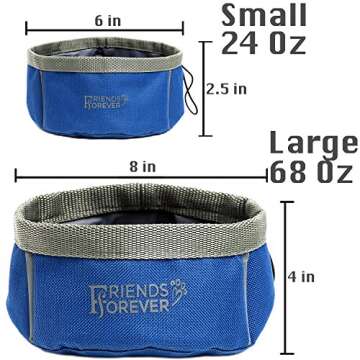 Friends Forever Collapsible Dog Bowl - 2 Pack Travel Dog Bowl, Water and Food Bowls for Dogs - Portable Pet Hiking Accessories … Blue