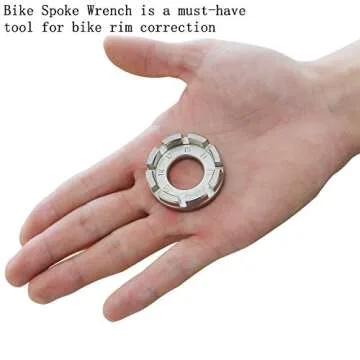 Goabroa Spoke Wrench, Hard Steel 8 Way Bicycle Rim Truing Tool for Precision Wheel Tension Adjustment, Compatible with 10/11/12/13/14/15 Size Bike Spokes
