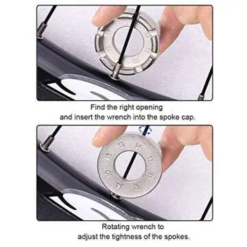 Goabroa Spoke Wrench, Hard Steel 8 Way Bicycle Rim Truing Tool for Precision Wheel Tension Adjustment, Compatible with 10/11/12/13/14/15 Size Bike Spokes