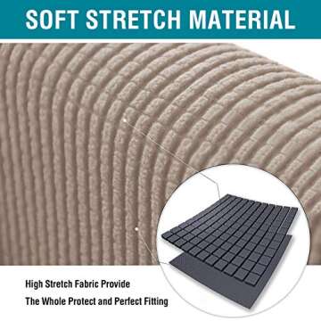 PrimeBeau Stretch Sofa Slipcover for 3 Cushion Couch 1-Piece Sofa Cover with Elastic Bottom, Jacquard Polyester Spandex Furniture Protector Sofa Covers for Living Room,Machine Washable, Sofa, Sand