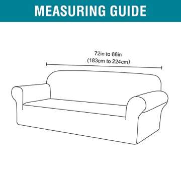 PrimeBeau Stretch Sofa Slipcover for 3 Cushion Couch 1-Piece Sofa Cover with Elastic Bottom, Jacquard Polyester Spandex Furniture Protector Sofa Covers for Living Room,Machine Washable, Sofa, Sand