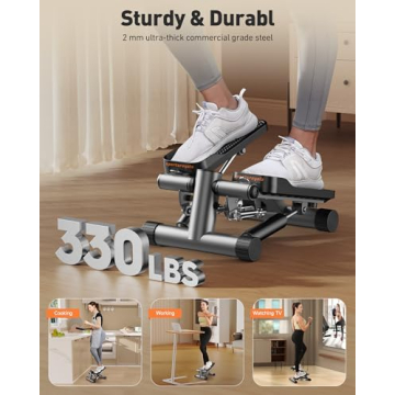 Sportsroyals Stair Stepper for Exercise, Mini Steppers with Resistance Band, Hydraulic Fitness Stepper Exercise Home Workout Equipment for Full Body Workout, 330lbs Weight Capacity